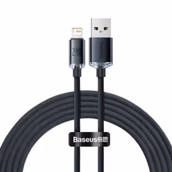 Baseus Crystal Shine, 2 m, Lightning, USB A, Mâle, Mâle, Noir