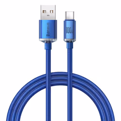 Baseus Crystal Shine, 1,2 m, USB A, USB C, 480 Mbit/s, Bleu