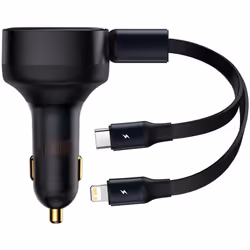 Baseus Enjoyment autós ?kroviklis + 2 kabelis USB-C + Lightning 3A, 30W, Auto, Allume-cigare