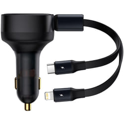 Baseus Enjoyment autós ?kroviklis + 2 kabelis USB-C + Lightning 3A, 30W Universel Allume-cigare Auto