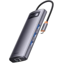 Station daccueil 7 en 1 - BASEUS - Metal Gleam - USB-C vers 3 x USB 3.0 - 2 x HDMI - Ethernet RJ45