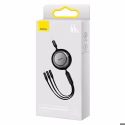 Câble rétractable 3-en-1 - Baseus - CAMJ010101 - 66W - USB Type-C Lightning Micro USB - 1.1m