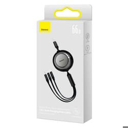 Câble rétractable 3-en-1 - Baseus - CAMJ010101 - 66W - USB Type-C Lightning Micro USB - 1.1m