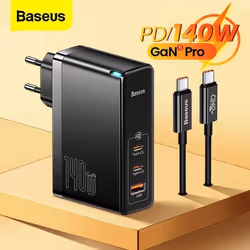 Chargeur mural - Baseus - GAN 5 Pro 140W - PD QC4.0 - Câble 240W - Noir