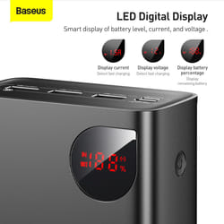 Baseus ADAMAN OVERSEAS EDITION 40.000 MAH DIGITAL DISPLAY 22.5W POWERBANK SIYAH Lithium 40000 mAh Noir