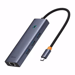 Baseus UltraJoy 6-Port, Avec fil, USB 3.2 Gen 1 (3.1 Gen 1) Type-C, 100 W, 10,100,1000 Mbit/s, Gris, 5 Gbit/s