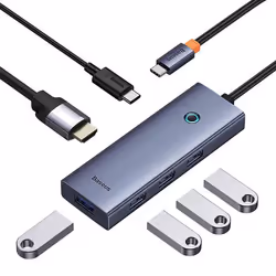 Hub Type-C vers HDMI 4xUSB Type-C 4K@60Hz - Baseus UltraJoy (B00052807813-01) - Gris sidéral
