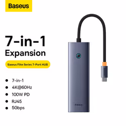 Baseus ULTRAJOY 7 İN 1 MULTİFONKSİYONEL HUB ADAPTÖR-UZAY GRİ station d'accueil Avec fil E-Port - Vue supplémentaire 2