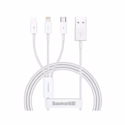 Baseus SUP0003529, 1 m, USB A, USB C/Micro USB-A/Lightning, USB 3.2 Gen 1 (3.1 Gen 1), Blanc