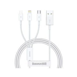 Baseus SUP0003529 câble USB 1 m USB 3.2 Gen 1 (3.1 Gen 1) USB A USB C/Micro USB-A/Lightning Blanc