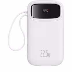 Baseus Qpow2 Dual-Cable Digital Display Fast Charge Power Bank 10000mAh 22.5W Stellar White Lithium Polymère (LiPo) Blanc - Vue supplémentaire 6