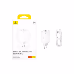 Baseus GAN6 65W ADPTR + 100W C KBL-BYZ, Auto, Secteur, Blanc