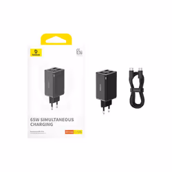 Baseus GAN6 65W ŞARJ+100W C TO C KBL-SYH chargeur d'appareils mobiles Ordinateur portable, PDA, Tablette Noir USB Auto