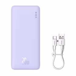 Batterie Externe USB Type-C Micro-USB 20W 10000mAh + Câble Type-C - Baseus Airpow (P10022801513-00) - Nebula Purple