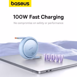 Baseus FREE2DRAW MİNİ RETRACTABLE CHARGİNG CABLE TYPE-C TO TYPE-C 100W 1M GALAXY BLUE câble USB USB 3.2 Gen 2 (3.1 Gen 2) USB C 2 x USB C Bleu