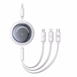 Câble de données USB vers Type-C Lightning Micro-USB 100 W 11 m - Baseus Free 2 Draw (P10368700211-02) - Blanc Lune