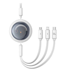 Câble de données USB vers Type-C Lightning Micro-USB 100 W 11 m - Baseus Free 2 Draw (P10368700211-02) - Blanc Lune