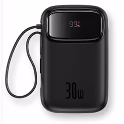 Baseus Qpow 2, 10000 mAh, Lithium Polymère (LiPo), Power Delivery 3.0, Quick Charge 3.0, 30 W, Noir