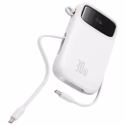 Baseus QPow2, 20000 mAh, Lithium Polymère (LiPo), Power Delivery 3.0, Quick Charge 3.0, 30 W, Blanc