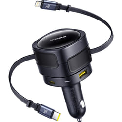 Baseus Plaisir de voyage Max, Chargeur Voiture 90W Double Port et Double Câble (C+L, U+C) pour un Recharge Rapide en Déplacement