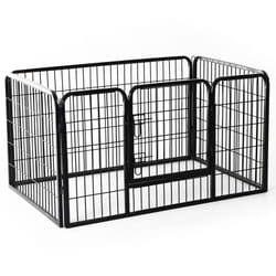 Homcom - Luxe parc enclos acier 125L x 80l x 70H cm 4 panneaux et 1 porte pour chiens noir