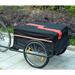 Remorque de transport velo cargo pliable charge max.60kg avec 4 reflecteurs et housse amovible rouge noir