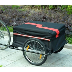 Remorque de transport velo cargo pliable charge max.60kg avec 4 reflecteurs et housse amovible rouge noir