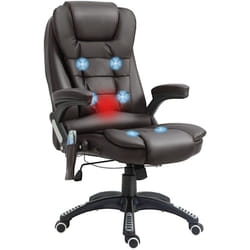 Homcom - Fauteuil de bureau direction pivotant massant chauffant électrique revêtement synthétique chocolat