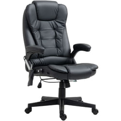 Homcom - Fauteuil de bureau direction pivotant massant chauffant électrique revêtement synthétique noir