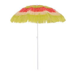 Parasol de Plage Jardin Design Hawai 160 cm Raphia Artificiel Multicolore - HOMCOM - Manuel - Fer