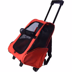 2 en 1 trolley chariot sac a dos sac de transport a roulettes pour chien chat