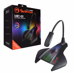 Marvo MIC-01, Microphone de PC, -34 dB, Omnidirectionnel, Avec fil, USB, Noir