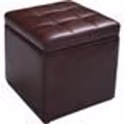 Tabouret Coffre Siège de Rangement Pouf Repose-pied -64 L- 40 x 40 x 40CM en PU Brun Gagner de lespace Charge max. 150KG