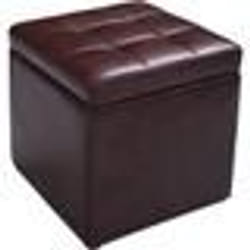 Tabouret Coffre Siège de Rangement Pouf Repose-pied -64 L- 40 x 40 x 40CM en PU Brun Gagner de lespace Charge max. 150KG