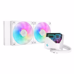 DeepCool LT240, Refroidisseur de liquide tout-en-un, 12 cm, 600 tr/min, 2400 tr/min, 72,04 cfm, Blanc