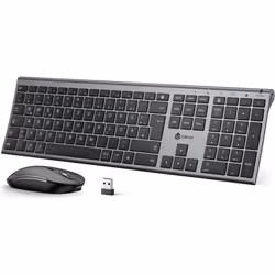 iClever Ensemble Clavier et Souris sans Fil 24 G USB-C Rechargeable