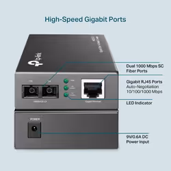 TP-Link MC210CS convertisseur de support réseau 1000 Mbit/s 1310 nm Monomode Noir - Vue supplémentaire 7