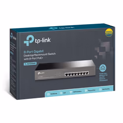 TP-Link TL-SG1008MP Non-géré Gigabit Ethernet (10/100/1000) Connexion Ethernet, supportant l'alimentation via ce port (PoE) 1U Noir - Vue supplémentaire 4