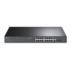 TP-Link TL-SL1218MP Non-géré Gigabit Ethernet (10/100/1000) Connexion Ethernet, supportant l'alimentation via ce port (PoE) 1U Noir