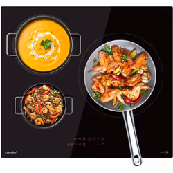 Plaque de cuisson induction COMFEE - 3 zones - 3 boosters - 7200W - L59 x P52 cm CIH721T278K0 - Noir Cette plaque à induction ...