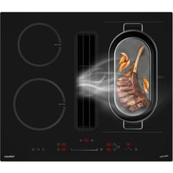 Comfee - Plaque de Cuisson Induction 60cm 4 foyers + hotte intégrée 638m³/h, 2 Flex Zone, avec Conduit d'évacuation, 7400W, a++