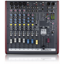 Allen & Heath ZED60-10FX table de mixage audio 6 canaux Noir, Rouge