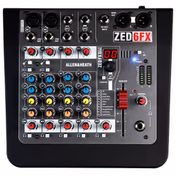 Allen &amp; Heath ZED-6FX, 6 canaux, Noir, Gris