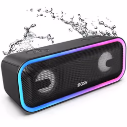 Enceinte Bluetooth Lumineuse Portable DOSS - Noir - Effets Lumière - 15H Autonomie - Waterproof