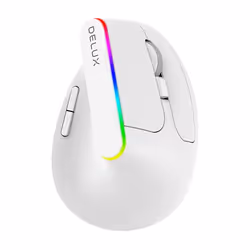 Delux M618DB, Droitier, Conception verticale, Optique, RF sans fil + Bluetooth, 4000 DPI, Blanc