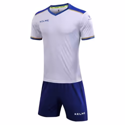 Ensemble équipements de Football Enfants KELME S-S - Blanc-Bleu Roi - Manches courtes - Respirant
