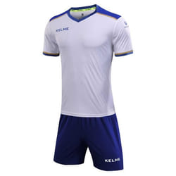 Ensemble équipements de Football Enfants KELME S-S - Blanc-Bleu Roi - Manches courtes - Respirant