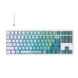 Havit KB901L (White and green), Avec fil, USB, QWERTY, LED RGB, Vert, Blanc