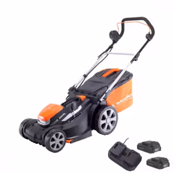 Tondeuse 2x batteries 20V/4.0Ah et double chargeur rapide Moteur « Brushless » durable et performant Largeur de coupe 40cm Po ...