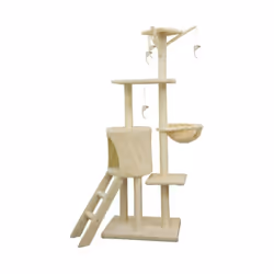 Moyen arbre a chat avec niche et souris - ALC12 - Couleur : beige - Dimensions : 79 x 34 x 138 cm - Structure : 3 plateformes ...